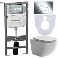 Сет 4 в 1 Ceramica Nova CN3009_1001CH_1000: унитаз подвесной Forma Rimless + система инсталляции Envision + кнопка смыва Round, хром Сет 4 в 1 Ceramica Nova CN3009_1001CH_1000: унитаз подвесной Forma Rimless + система инсталляции Envision + кнопка смыва Round, хром