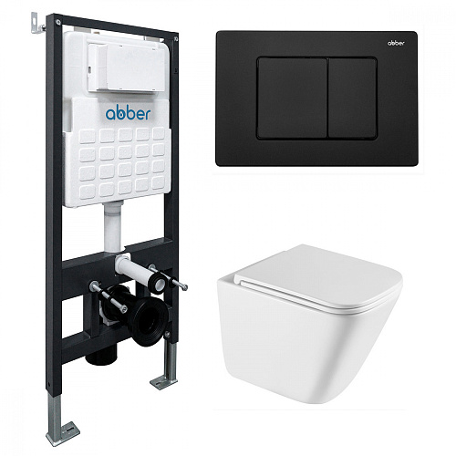 Инсталляция с подвесным унитазом Abber Rechteck AC1219TC-AC0105-AC0120MB купить недорого в интернет-магазине Керамос Инсталляция с подвесным унитазом Abber Rechteck AC1219TC-AC0105-AC0120MB купить недорого в интернет-магазине Керамос