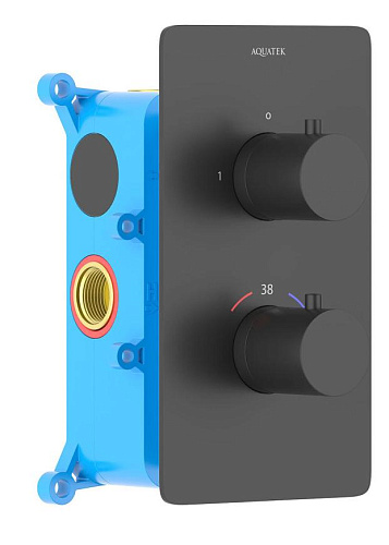 Смеситель Aquatek AQ1392MB Европа термостатический для ванны (внешняя и скрытая часть), черный матовый