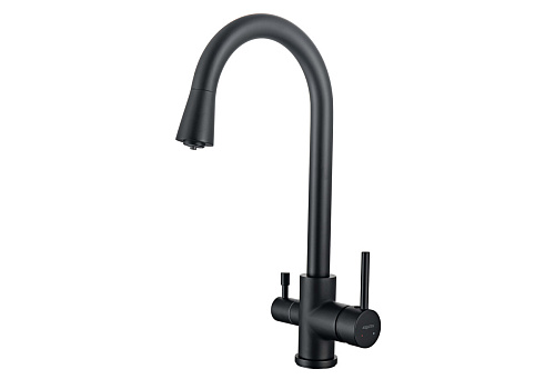 Смеситель Aquatek AQ1085MB Вега для кухни с подключением к фильтру воды (полукруглый излив), черный матовый Смеситель Aquatek AQ1085MB Вега для кухни с подключением к фильтру воды (полукруглый излив), черный матовый
