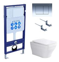 Комплект Aquatek SET Амадео-010 4 в 1: рама Standard INS-0000012 + крепеж KKI-0000002 + кнопка KDI-0000010 + унитаз AQ1163-00 с крышкой-сиденьем Soft-close, белый