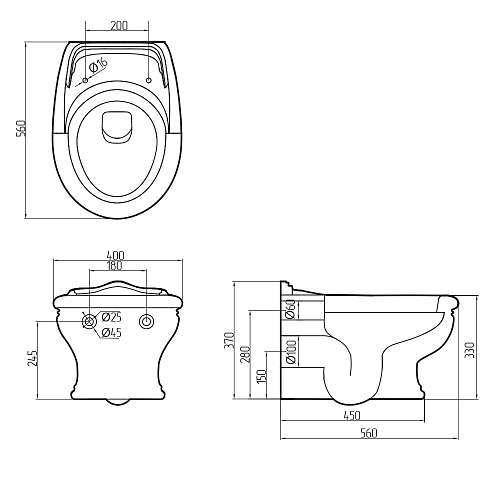 Унитаз подвесной Migliore ML.MLD-25.740.D3.BR Унитаз подвесной Migliore ML.MLD-25.740.D3.BR