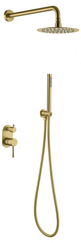 Душевая система Boheme 464-MG Uno встраиваемая, с верхним и ручным душем, золото матовое