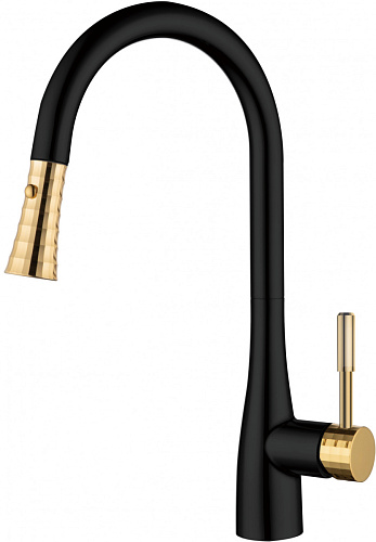 Смеситель D&K DA1462517A RheinSchiller для кухни, черный/золото