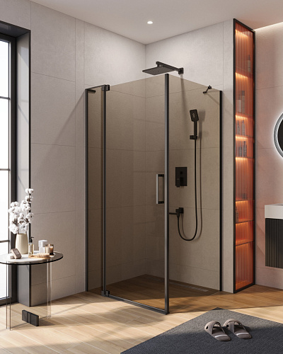 Душевой уголок CEZARES SLIDER-AH-1-90-90/100-BR-NERO Душевой уголок CEZARES SLIDER-AH-1-90-90/100-BR-NERO