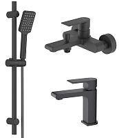 Комплект Aquatek AQ1430MB Лира для ванной Set 3 в 1 (AQ1410MB + AQ1440MB + AQ2018MB), черный матовый