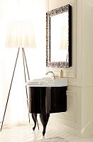 Тумба Kerasan Retro 7361 K1, под раковину 1046, цвет: черный глянцевый, ножки: черные, ручки: кристалл/кольцо-хром, 69х77х52