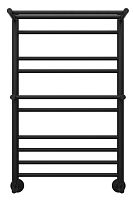 Полотенцесушитель водяной Aquatek AQ RRP1080BL Альфа П10 50х80 см, с полкой, подключение нижнее/диагональное, черный муар