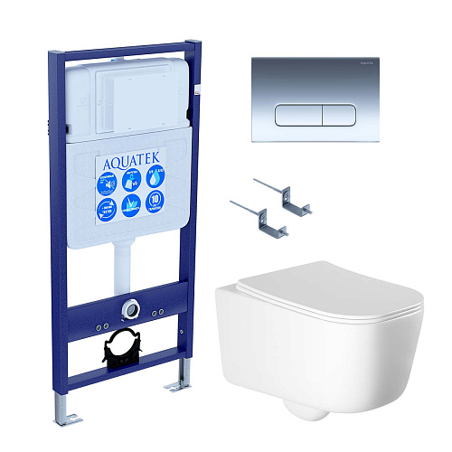 Инсталляция с подвесным унитазом Aquatek ЛУГАНО SET AQUATEK ЛУГАНО-017 4в1