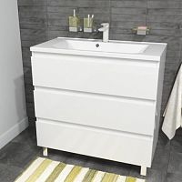Тумба Эстет ФР-00009972 Bali New с раковиной 90х45 см, напольный, 3 ящика, белая