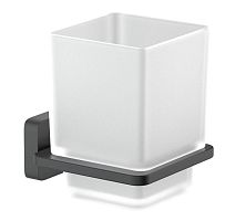 Стакан Aquatek AQ4304MB Либра с держателем, черный матовый