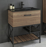 Сет 1475_LEAF-LSM2-NOP, Смеситель для раковины + 00004149064, Тумба-умывальник с раковиной