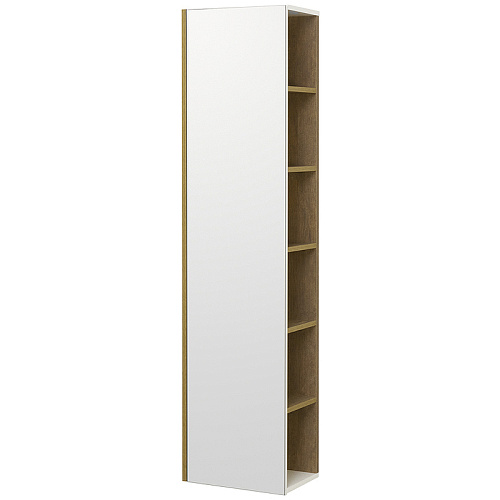 Шкаф - колонна Акватон 1A253403SDZ90 Сканди с зеркалом, 40х160 см, белый,дуб рустикальный купить недорого в интернет-магазине Керамос