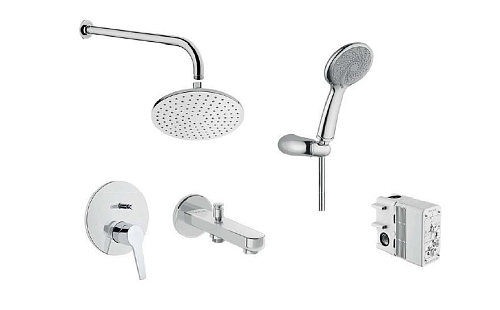 Набор Vitra A49287EXP Solid S встроенной душевой системы на 3 направления, хром Набор Vitra A49287EXP Solid S встроенной душевой системы на 3 направления, хром