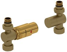 Терморегулятор Сунержа 032-1420-6207 автоматический, прямой, G 1/2" НР х G 3/4" НГ (набор), матовое золото/золото