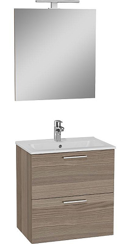 Комплект мебели Vitra 75103 Mia: тумба 60 см, раковина, зеркало c подсветкой, светлое дерево купить недорого в интернет-магазине Керамос