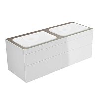 Тумба Keuco 31575820100 Edition 400 под умывальник 140х53.5 см, белый глянцевый/стекло глянцевое трюфель