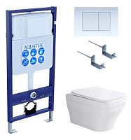 Комплект Aquatek SET Амадео-009 4 в 1: рама Standard INS-0000012 + крепеж KKI-0000002 + кнопка KDI-0000009 + унитаз AQ1163-00 с крышкой-сиденьем Soft-close, белый
