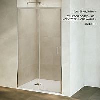 Комплект RGW 359001712-11 Passage: Душевая дверь PA-017 + душевой поддон ST-W, белый + сифон для душевых поддонов S-010 90 мм, профиль хром
