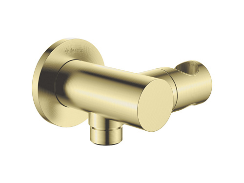 Кронштейн Deante NAC_R57K Cascada для подключения шланга с держателем для лейки, брашированное золото Кронштейн Deante NAC_R57K Cascada для подключения шланга с держателем для лейки, брашированное золото