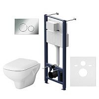 Инсталляция AM.PM IS49051.801700 Like с клавишей Pro L, глянцевый хром + подвесной унитаз FlashClean + сиденье-микролифт