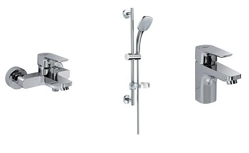 Комплект смесителей Ideal Standard B1118AA Ceraplan III для ванны, умывальника, душа, Chrome (хром) Комплект смесителей Ideal Standard B1118AA Ceraplan III для ванны, умывальника, душа, Chrome (хром)