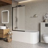 Шторка на ванну BelBagno LUCE LUCE-VF-11-90/145-P-NERO Шторка на ванну BelBagno LUCE LUCE-VF-11-90/145-P-NERO