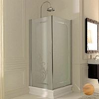 Душевое ограждение Kerasan Retro 9141 S3br+opaco DX высота 180, дв.96+неподв.стена, для поддона 1336 80 х 96,проф.бронза,мат.стекло
