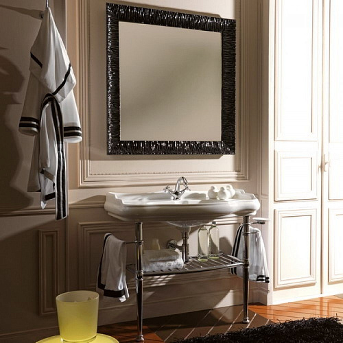 Металлическая структура Kerasan Retro 7300 93 с полкой-решеткой, полотенцедержателями и мыльницей, для раковины 1050, бронза купить недорого в интернет-магазине Керамос