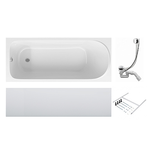 Ванна акриловая AM.PM W75A-150-070W-KL Sense, 150х70 см с каркасом,сливом-переливом, белый