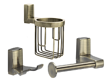 Сет № 1841 K-5223D, Крючок двойной (BronzeLight) + K-5296, Держатель туалетной бумаги (BronzeLight) + K-5245, Держатель освежителя (BronzeLight)