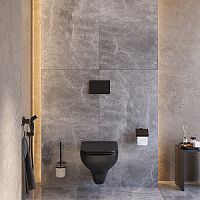 Комплект AM.PM CK85GI X-Joy: унитаз подвесной с крышкой сиденьем/гигиеническим душем/кнопкой смыва и аксессуарами, черный/белый