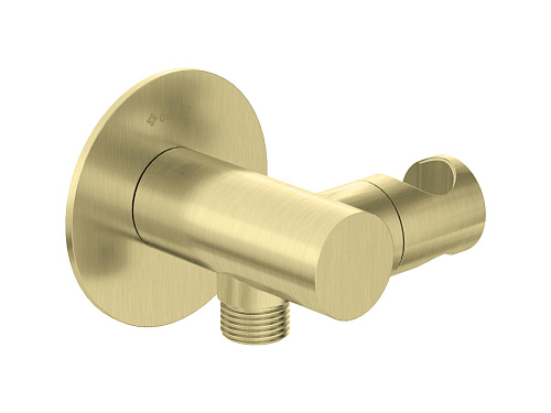 Кронштейн Deante NQS_R57K Silia для подключения шланга с держателем для лейки, брашированное золото Кронштейн Deante NQS_R57K Silia для подключения шланга с держателем для лейки, брашированное золото