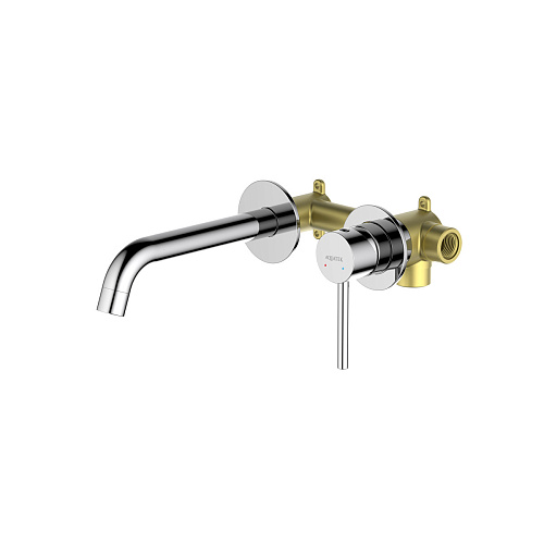 Смеситель Aquatek AQ1313CR Европа для раковины, настенный 2 отв. (внешняя и скрытая часть), хром