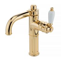 Смеситель Migliore 25003 Ermitage для раковины монокомандный, ручка сбоку белая/золото