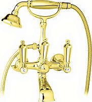 Смеситель Cezares FIRST-VD-03,24-M для ванны, с ручным душем, золото 24 карат,ручки металл