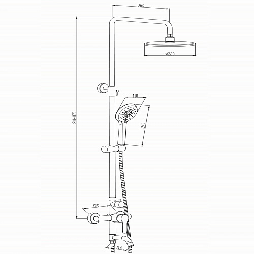 Душевая стойка Osgard Hugg 11050 Душевая стойка Osgard Hugg 11050