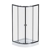 Душевое ограждение AM.PM W88E-205-090BT X-Joy Twin Slide, c поддоном, 90х90 см, стекла прозрачные/матовый черный, поддон белый