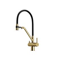 Смеситель Sancos SC4003BG Dora для кухни с возможностью подключения фильтра для воды, брашированное золото/черный Смеситель Sancos SC4003BG Dora для кухни с возможностью подключения фильтра для воды, брашированное золото/черный