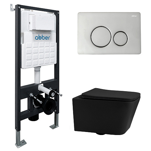 Инсталляция с подвесным унитазом Abber Rechteck AC1201MB-AC0105-AC0121