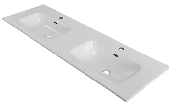Раковина BelBagno BB1400-2-ETL керамическая 140х46.5 см, с двумя чашами, белый глянцевый