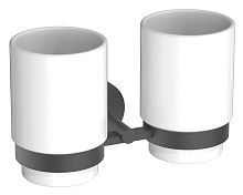 Стакан Aquatek AQ4617MB Бетта с держателем двойной, черный матовый