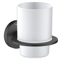 Стакан Aquatek AQ4204MB Оберон с держателем, черный матовый