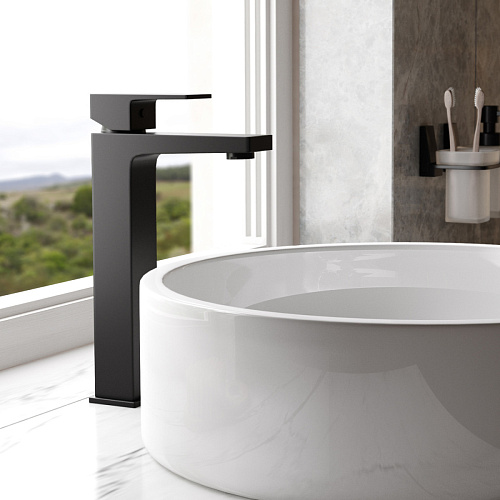 Смеситель WasserKRAFT 2003H Abens для умывальника, высокий, черный