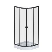 Душевое ограждение AM.PM W88E-205-080BT X-Joy Twin Slide, c поддоном, 80х80 см, стекла прозрачные/матовый черный, поддон белый