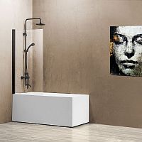Шторка на ванну Vincea VSB-1180CLB, 80х140 см, профиль черный/стекло прозрачное