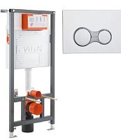 Комплект 2 в 1 Vitra 700-1873: инсталляция для унитаза + клавиша смыва, хром