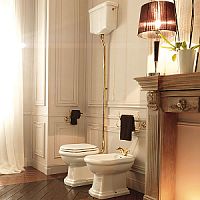 Сливная труба Kerasan754791oro Retro для высокого бачка (труба из 3 частей), золото