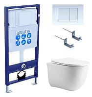 Комплект Aquatek SET Классик cm-009 4 в 1: рама Standard INS-0000012 + крепеж KKI-0000002 + кнопка KDI-0000009 + унитаз AQ1112-00 с крышкой-сиденьем Soft-close, белый