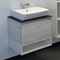 Тумба Comforty 00-00003465 Прага подвесная 60х40 см, с раковиной 9055RA-50, дуб белый/антрацит Тумба Comforty 00-00003465 Прага подвесная 60х40 см, с раковиной 9055RA-50, дуб белый/антрацит
